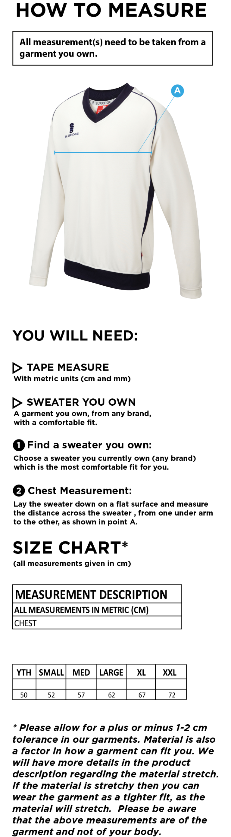 Milton CC - Curve Long Sleeve Sweater - Size Guide