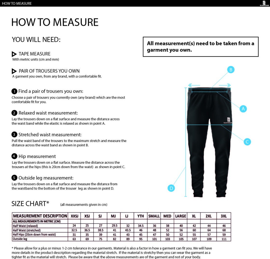 Milton CC - Dual Skinny Pants - Size Guide