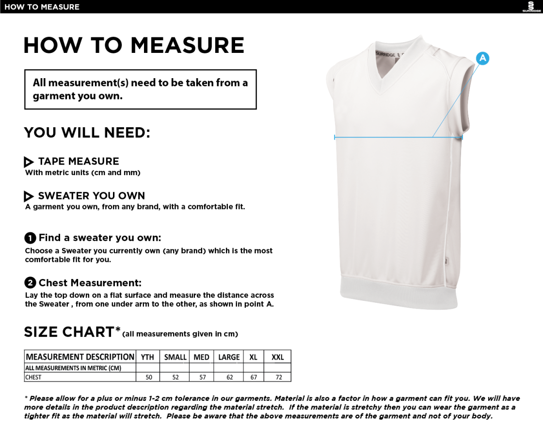 Milton CC - Curve Sleeveless Sweater - Size Guide