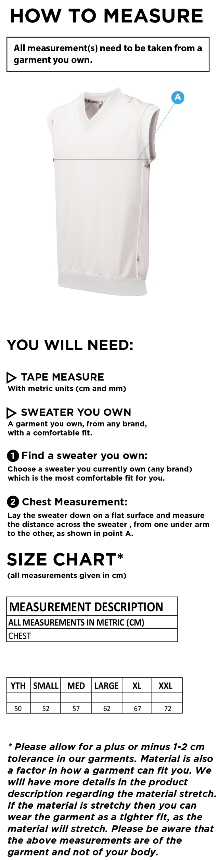 Milton CC - Curve Sleeveless Sweater - Size Guide