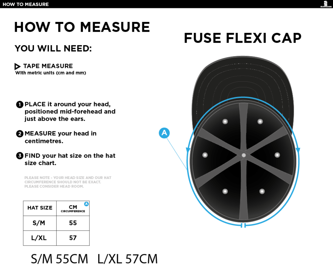 Milton CC - Fuse Flexi Cap - Size Guide