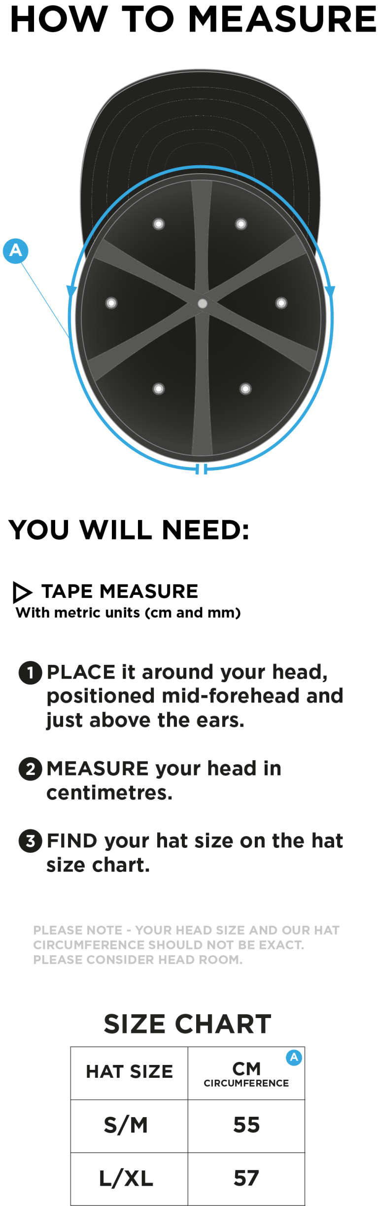 Milton CC - Fuse Flexi Cap - Size Guide